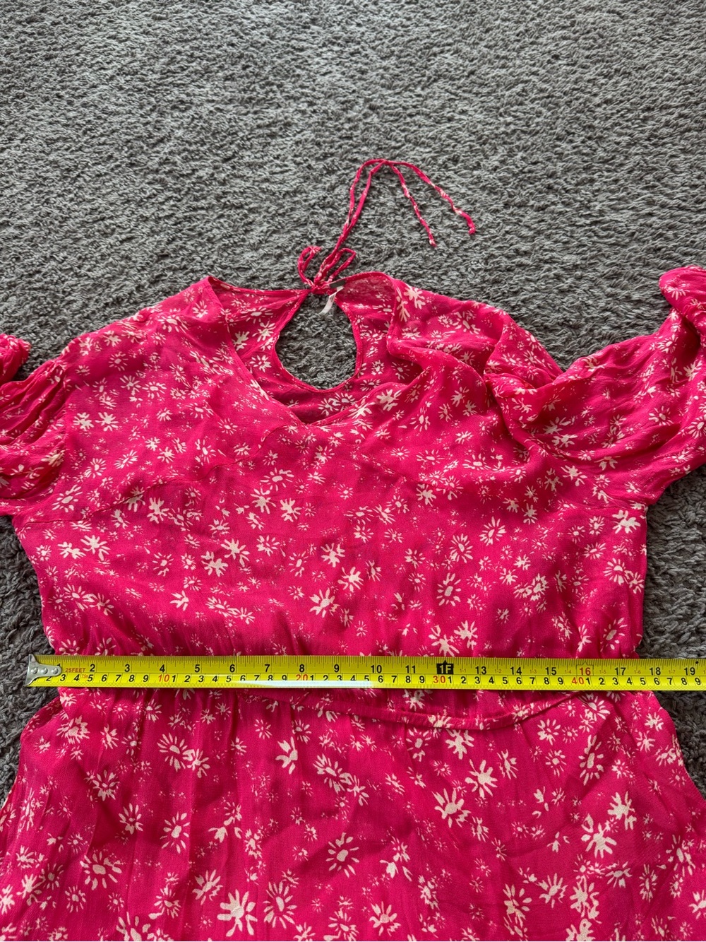 Free People Wallflower Midi Dress Raspberry Pink Floral Tiered Cottage XS $148 - Picture 13 of 13